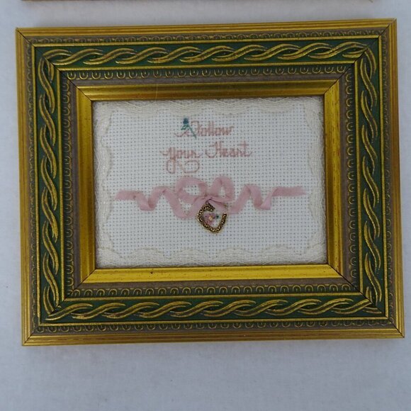 Cross Stitch Pictures Framed Floral Miniature Small Hand Made Vintage Lot of 3 - Picture 5 of 7